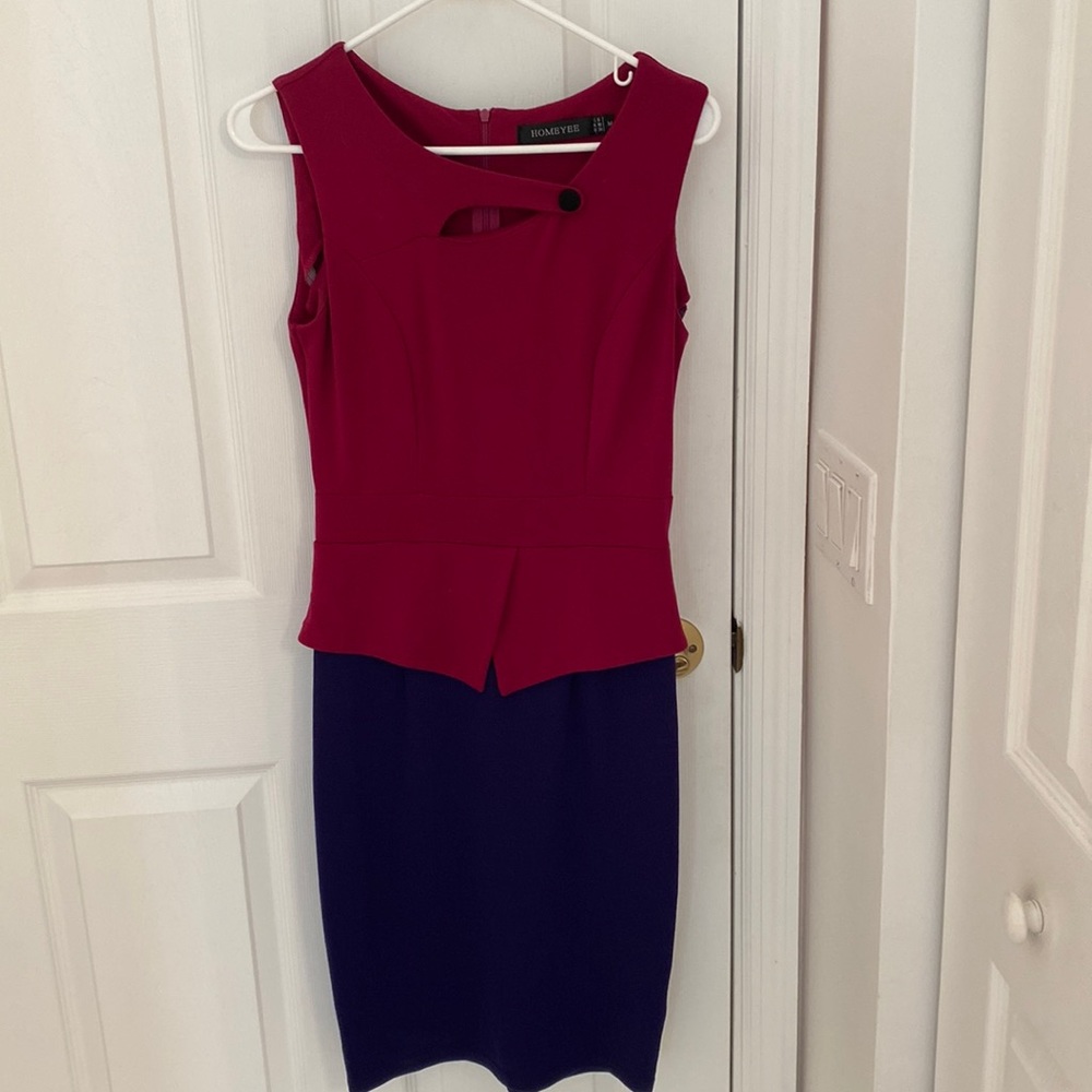 Homeyee Keyhole Color Block Sleeveless Dress